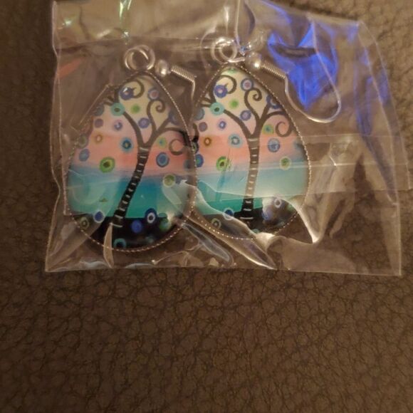 3-for-$15 Tree of Life irradescent earrings. Trans pride. New. - Picture 3 of 3